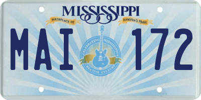 MS license plate MAI172