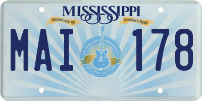 MS license plate MAI178
