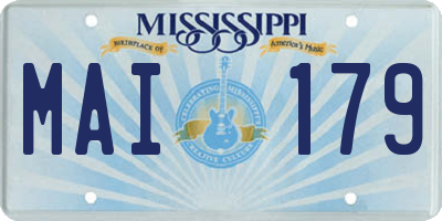 MS license plate MAI179