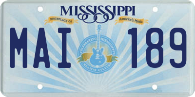 MS license plate MAI189