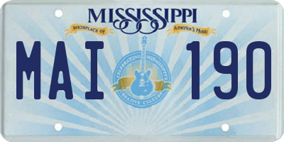 MS license plate MAI190