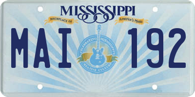 MS license plate MAI192