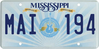 MS license plate MAI194
