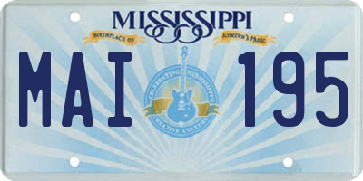 MS license plate MAI195