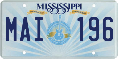 MS license plate MAI196