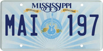 MS license plate MAI197