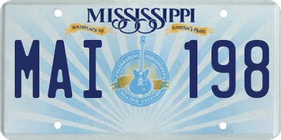 MS license plate MAI198