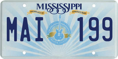 MS license plate MAI199