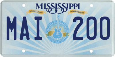 MS license plate MAI200