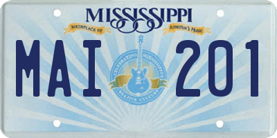 MS license plate MAI201