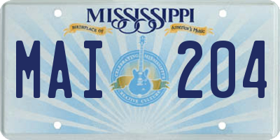 MS license plate MAI204