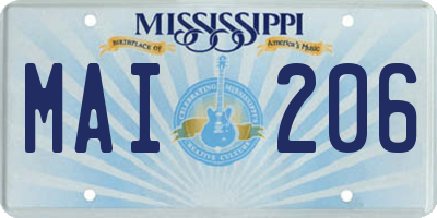 MS license plate MAI206