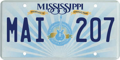 MS license plate MAI207