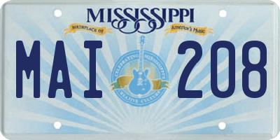 MS license plate MAI208