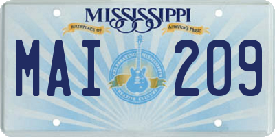 MS license plate MAI209