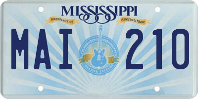 MS license plate MAI210