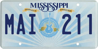 MS license plate MAI211