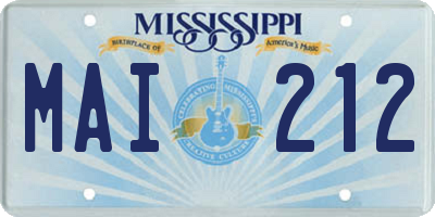 MS license plate MAI212