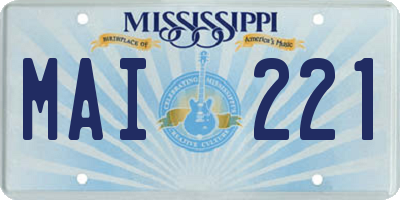 MS license plate MAI221