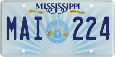 MS license plate MAI224