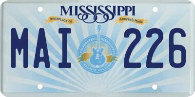 MS license plate MAI226