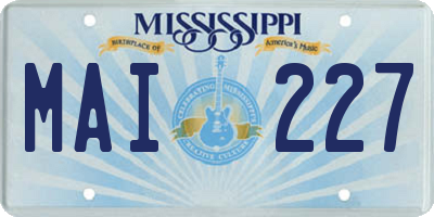 MS license plate MAI227