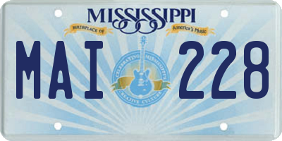 MS license plate MAI228