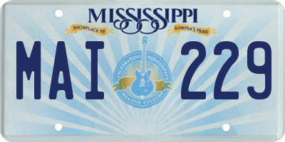 MS license plate MAI229