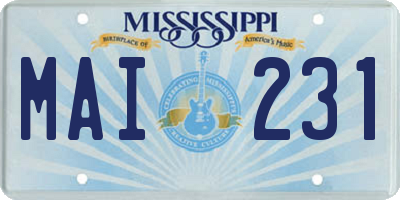 MS license plate MAI231