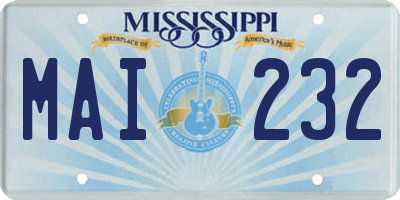 MS license plate MAI232