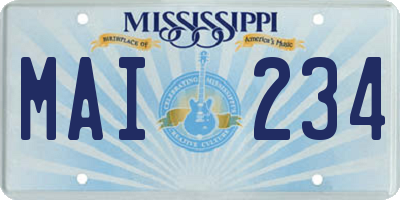 MS license plate MAI234