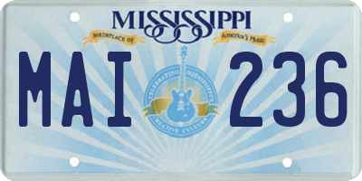 MS license plate MAI236