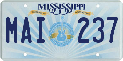 MS license plate MAI237