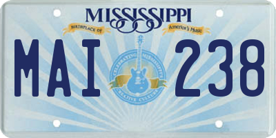 MS license plate MAI238