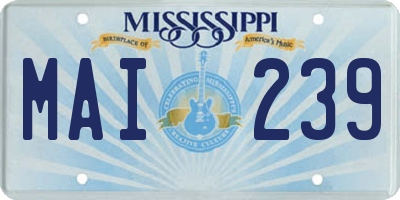 MS license plate MAI239