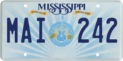 MS license plate MAI242