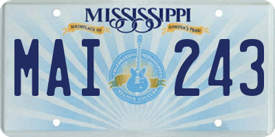 MS license plate MAI243