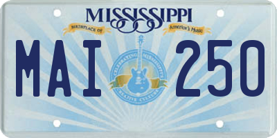 MS license plate MAI250