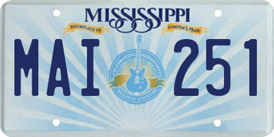 MS license plate MAI251