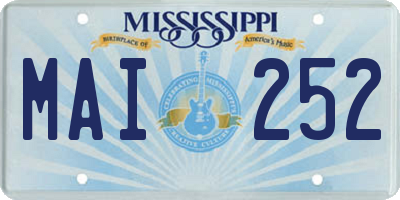 MS license plate MAI252
