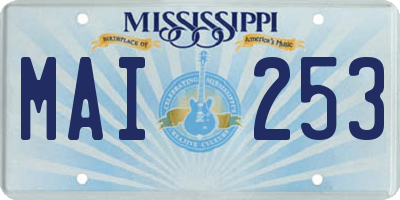 MS license plate MAI253