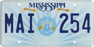 MS license plate MAI254