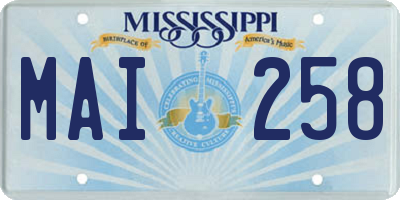 MS license plate MAI258