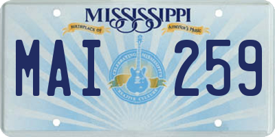 MS license plate MAI259