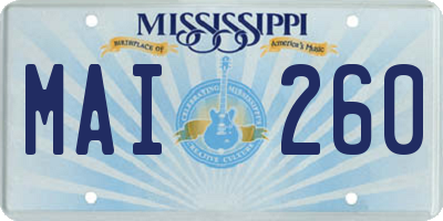 MS license plate MAI260