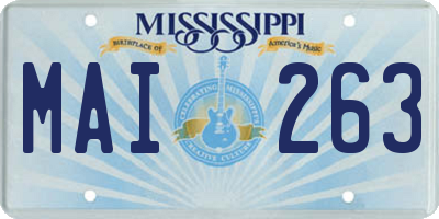 MS license plate MAI263