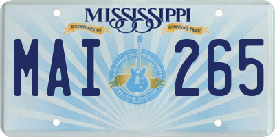 MS license plate MAI265