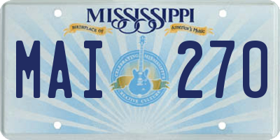 MS license plate MAI270