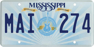 MS license plate MAI274