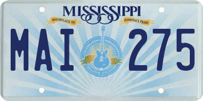 MS license plate MAI275